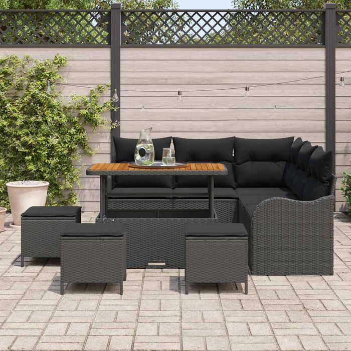 Set de canapele pentru grădină 9 pcs Negru poliratan - WALTI WALTI