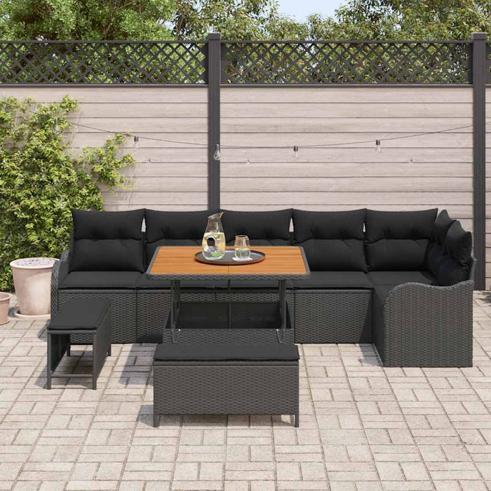 Set de canapele pentru grădină 9 pcs Negru poliratan - WALTI WALTI