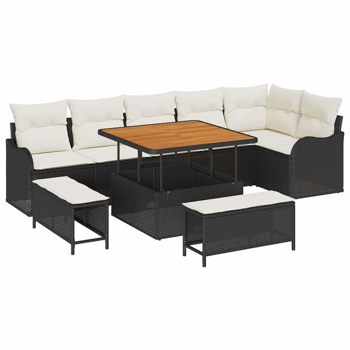 Set de canapele pentru grădină 9 pcs Negru poliratan - WALTI WALTI