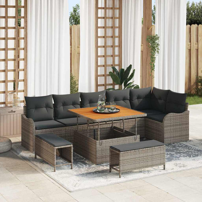 Set de canapele pentru grădină 9 pcs Gri poliratan - WALTI WALTI