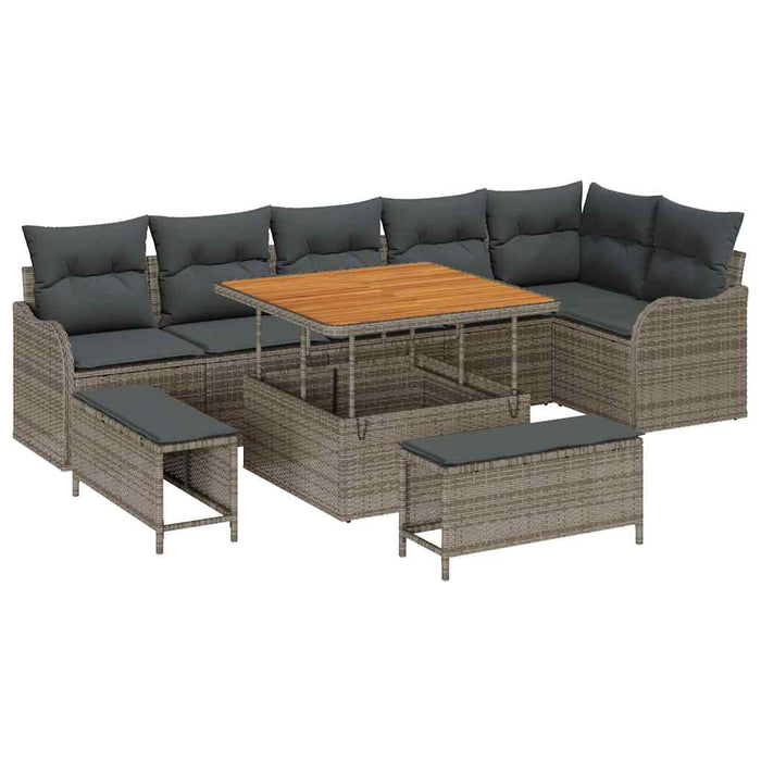 Set de canapele pentru grădină 9 pcs Gri poliratan - WALTI WALTI