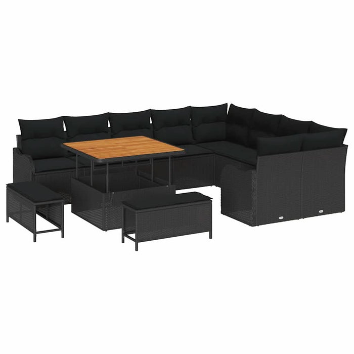 Set de canapele pentru grădină 12 pcs Negru poliratan - WALTI WALTI