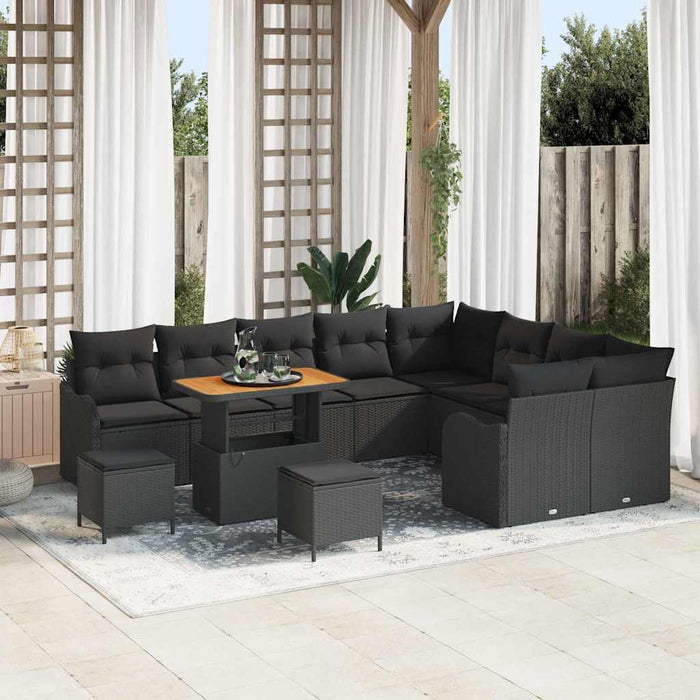Set de canapele pentru grădină 12 pcs Negru poliratan - WALTI WALTI