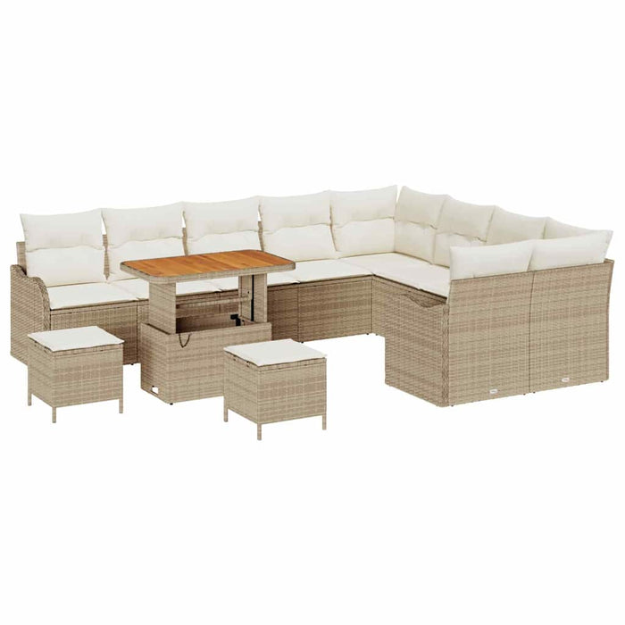 Set de canapele pentru grădină cu pernă 12 pcs Bej poliratan WALTI
