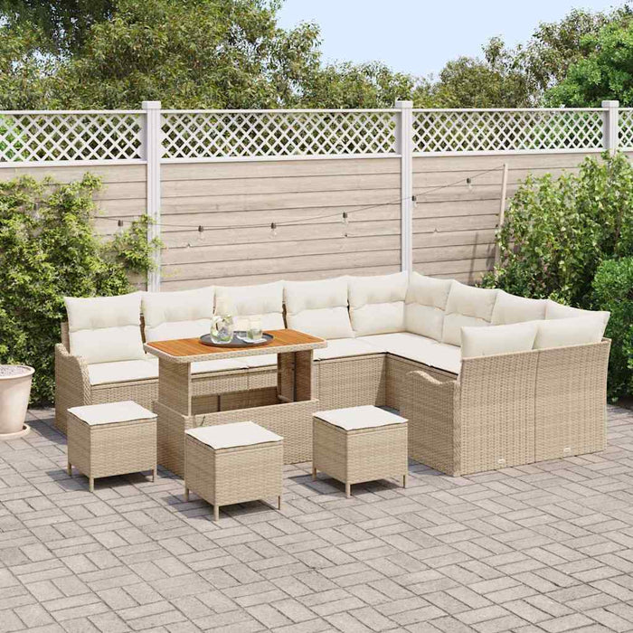 Set de canapele pentru grădină cu pernă 13 pcs Bej poliratan WALTI