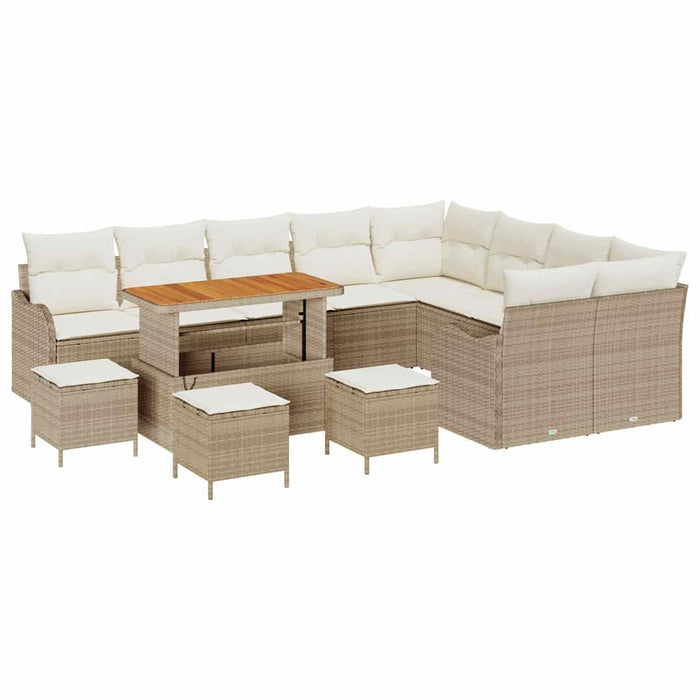 Set de canapele pentru grădină cu pernă 13 pcs Bej poliratan WALTI