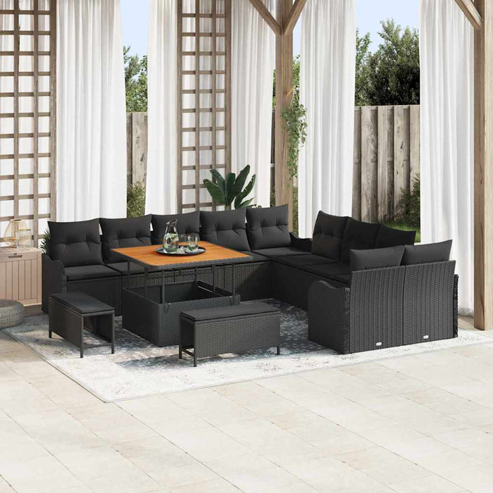 Set de canapele pentru grădină 13 pcs Negru poliratan - WALTI WALTI