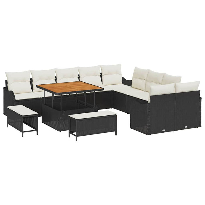 Set de canapele pentru grădină 13 pcs Negru poliratan - WALTI WALTI