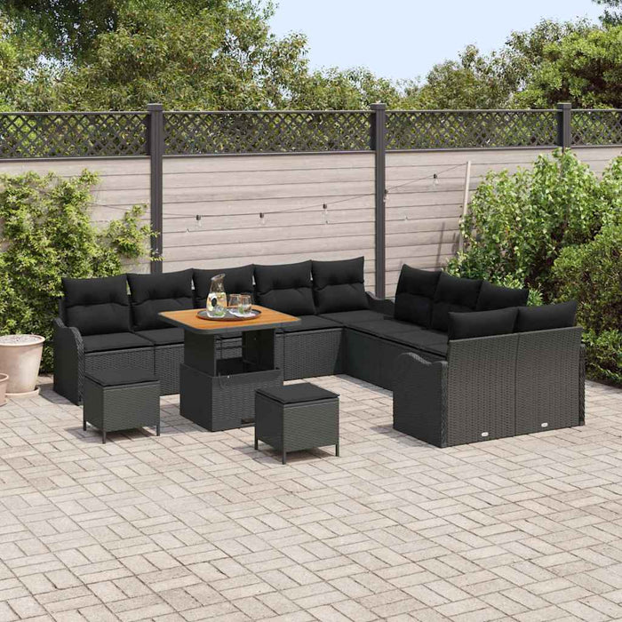 Set de canapele pentru grădină 13 pcs Negru poliratan - WALTI WALTI