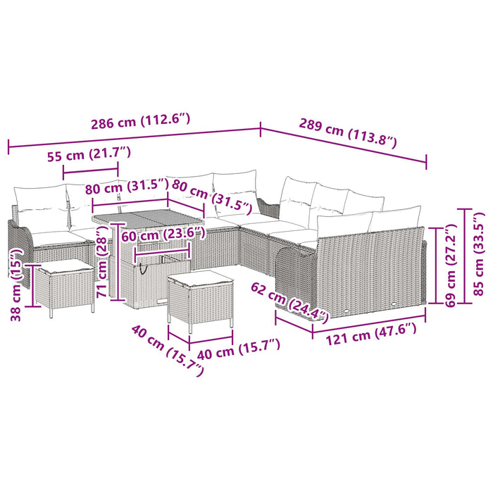 Set de canapele pentru grădină 13 pcs Gri poliratan - WALTI WALTI
