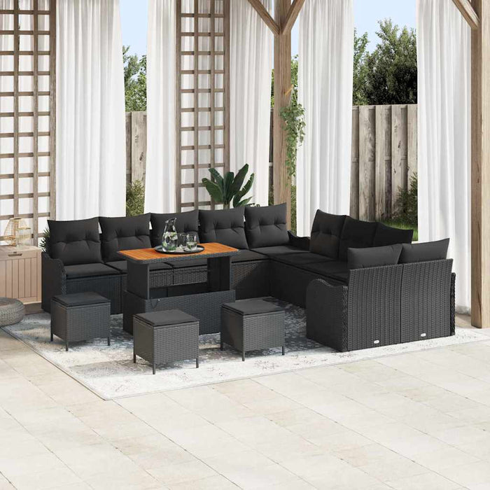 Set de canapele pentru grădină 14 pcs Negru poliratan - WALTI WALTI