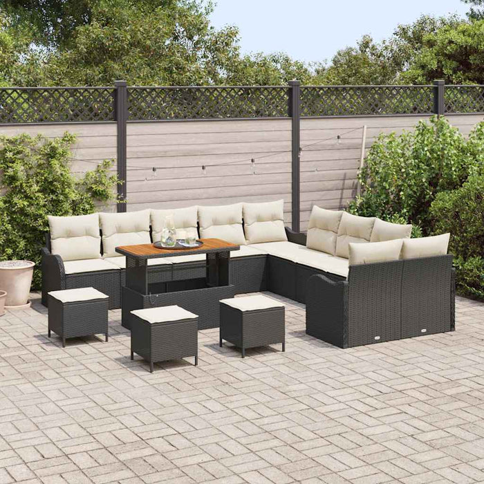 Set de canapele pentru grădină 14 pcs Negru poliratan - WALTI WALTI