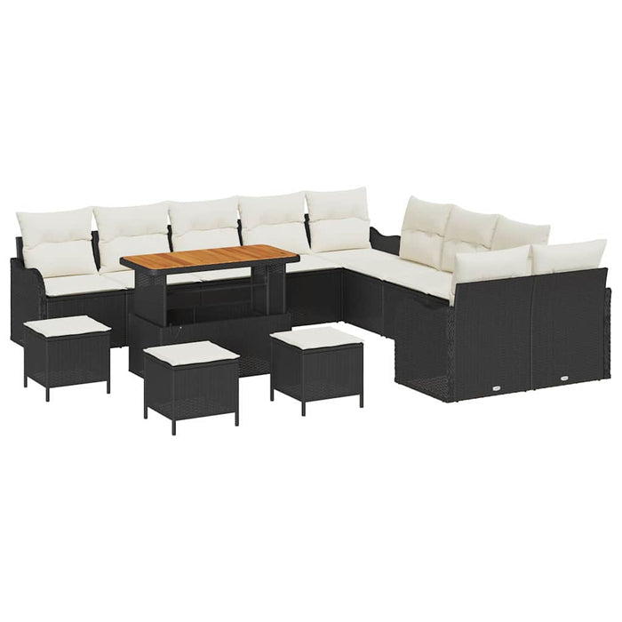 Set de canapele pentru grădină 14 pcs Negru poliratan - WALTI WALTI
