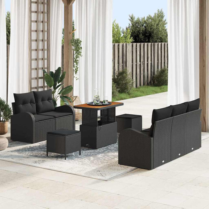 Set de canapele pentru grădină 8 pcs Negru poliratan - WALTI WALTI