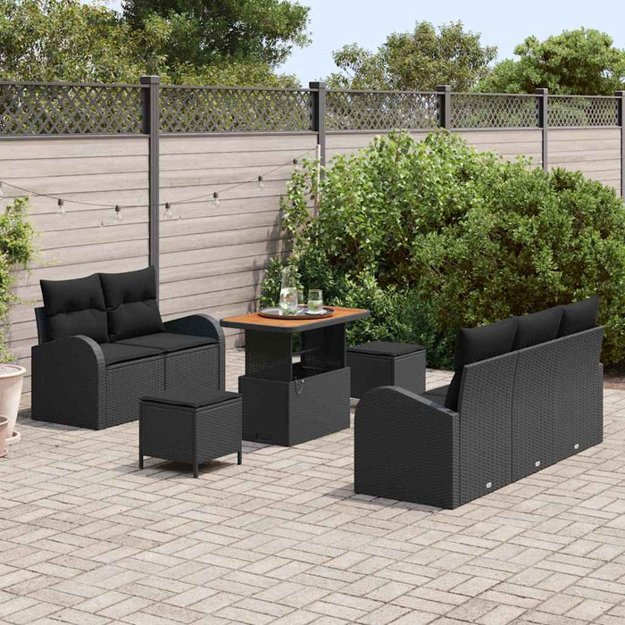 Set de canapele pentru grădină 8 pcs Negru poliratan - WALTI WALTI