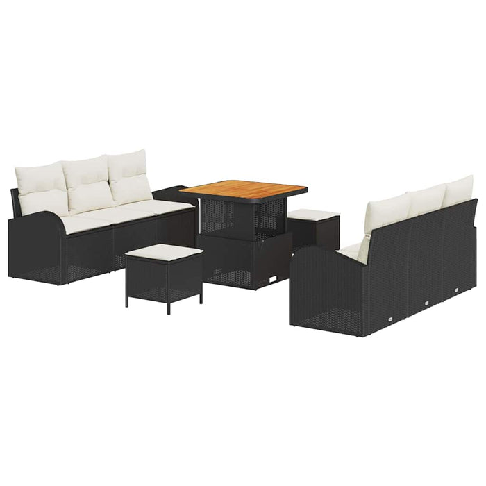 Set de canapele pentru grădină cu pernă 9 pcs Negru Rattan poli - WALTI WALTI