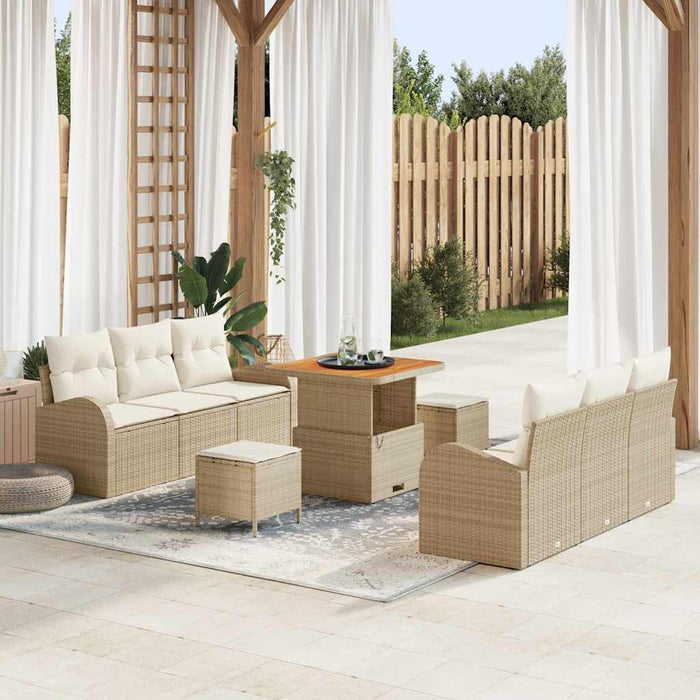 Set de canapele pentru grădină cu pernă 9 pcs Bej poliratan - WALTI WALTI