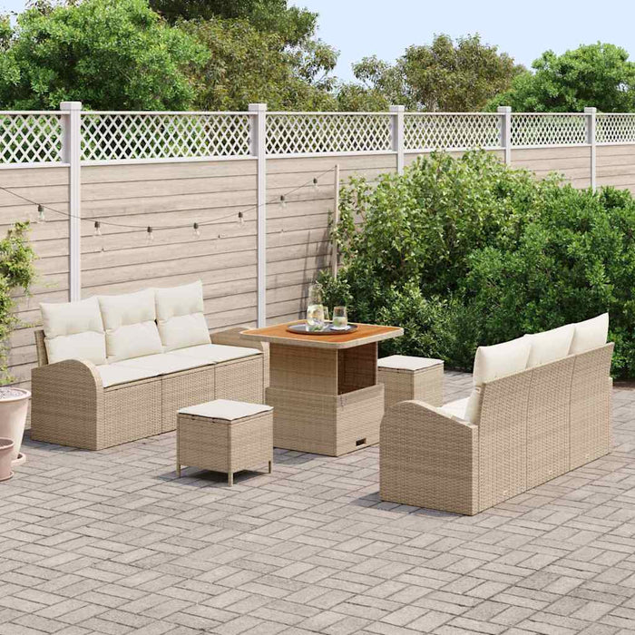 Set de canapele pentru grădină cu pernă 9 pcs Bej poliratan - WALTI WALTI