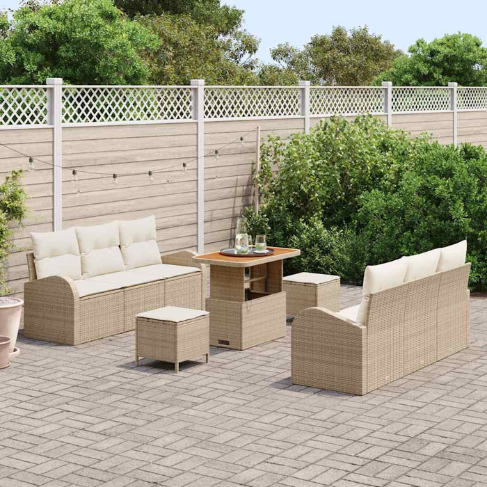 Set de canapele pentru grădină cu pernă 9 pcs Bej poliratan - WALTI WALTI