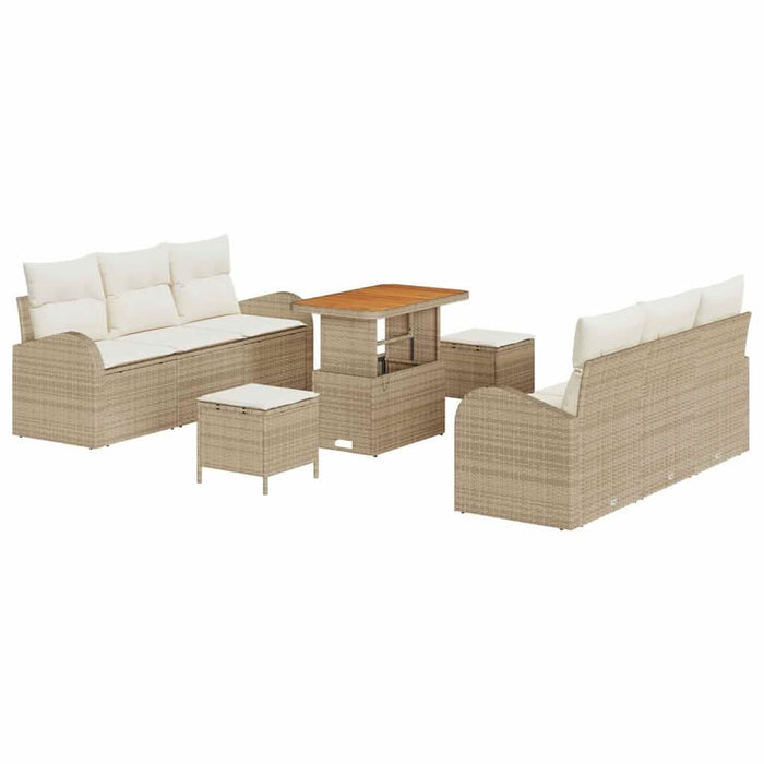 Set de canapele pentru grădină cu pernă 9 pcs Bej poliratan - WALTI WALTI