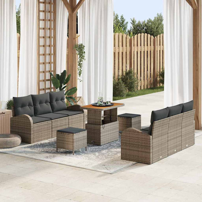 Set de canapele pentru grădină cu pernă 9 pcs Gri Rattan poli - WALTI WALTI