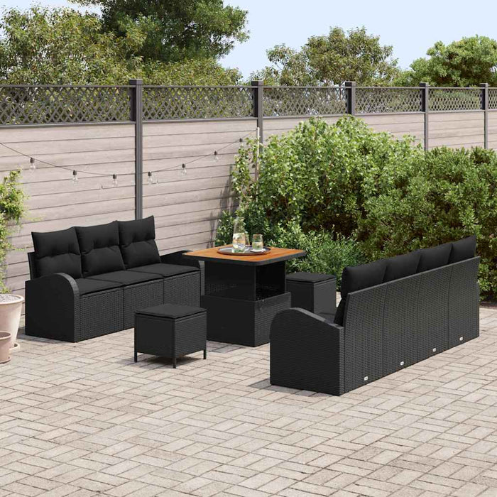 Set de canapele pentru grădină 10 pcs Negru Rattan poli - WALTI WALTI
