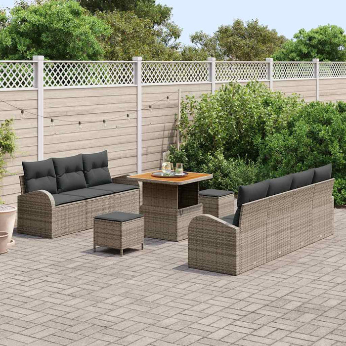 Set de canapele pentru grădină cu pernă 10 pcs Gri Rattan poli - WALTI WALTI