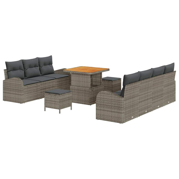 Set de canapele pentru grădină cu pernă 10 pcs Gri Rattan poli - WALTI WALTI