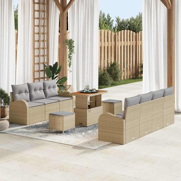 Set de canapele pentru grădină cu pernă 10 pcs Bej Rattan poli - WALTI WALTI