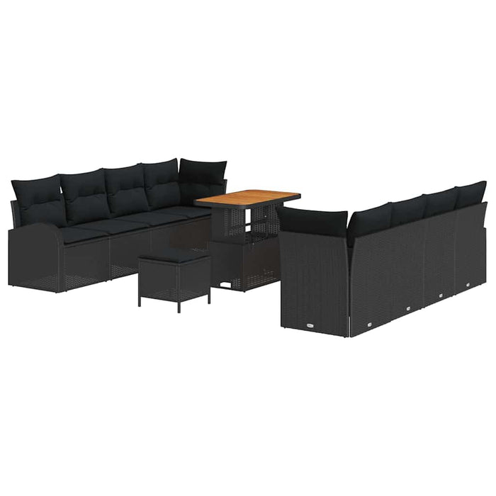 Set de Sofa de Grădină cu 11 Piese cu Perne Ratan Poliratan Acacia - WALTI WALTI