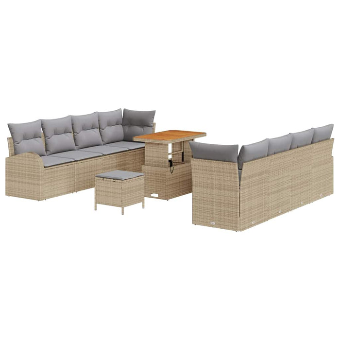 Set de canapele pentru grădină cu pernă 11 pcs Bej Rattan poli - WALTI WALTI