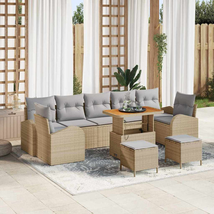 Set de canapele pentru grădină cu pernă 10 pcs Bej Rattan poli - WALTI WALTI