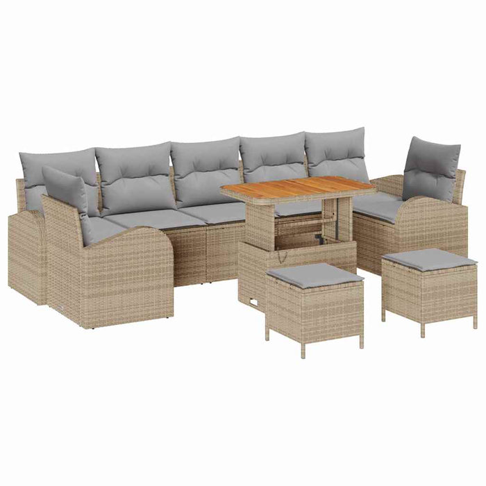 Set de canapele pentru grădină cu pernă 10 pcs Bej Rattan poli - WALTI WALTI