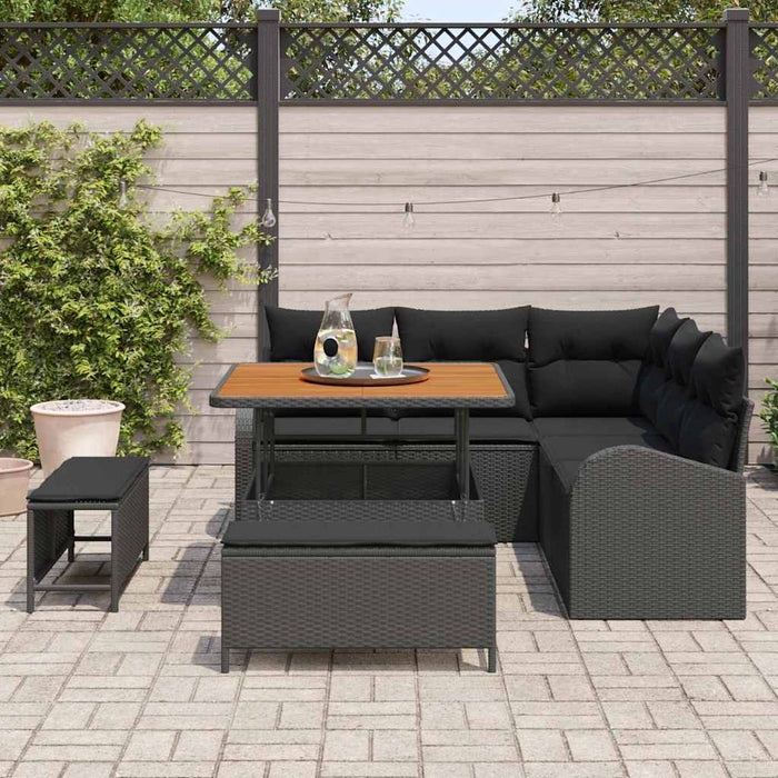 Set de canapele pentru grădină cu pernă 8 pcs Negru Rattan poli - WALTI WALTI