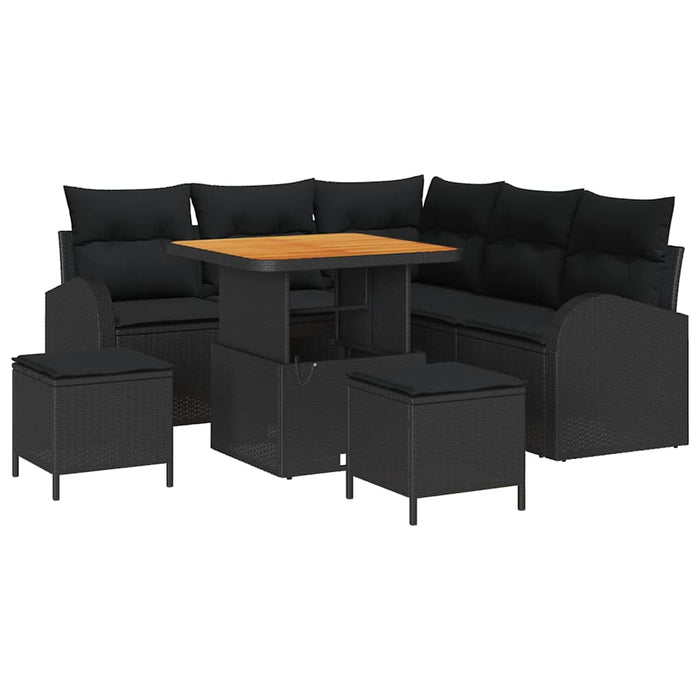 Set de canapele pentru grădină cu pernă 8 pcs Negru Rattan poli - WALTI WALTI