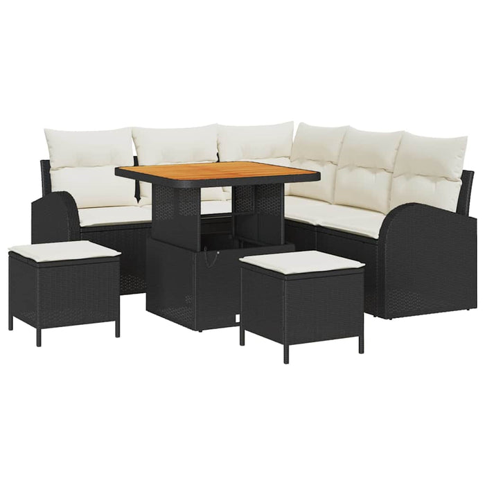 Set de canapele pentru grădină cu pernă 8 pcs Negru Rattan poli - WALTI WALTI