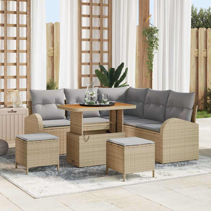 Set de canapele pentru grădină cu pernă 8 pcs Bej Rattan poli - WALTI WALTI