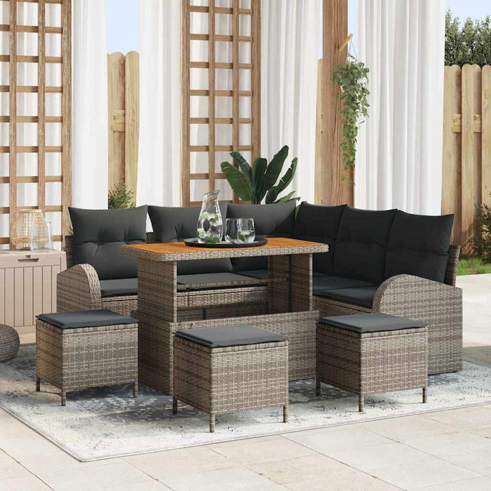 Set de canapele pentru grădină cu pernă 9 pcs Gri Rattan poli - WALTI WALTI