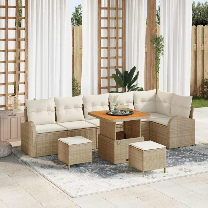 Set de canapele pentru grădină cu pernă 9 pcs Bej Rattan poli - WALTI WALTI