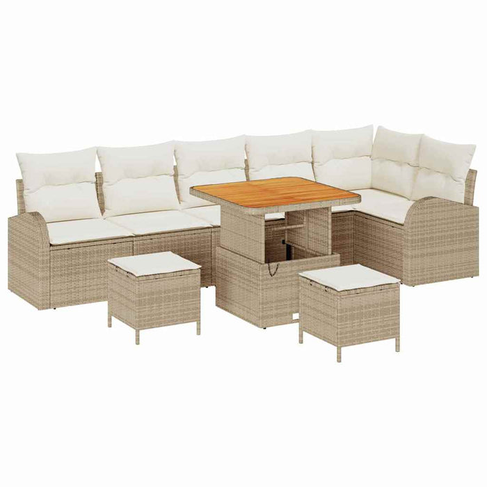 Set de canapele pentru grădină cu pernă 9 pcs Bej Rattan poli - WALTI WALTI