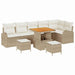 Set de canapele pentru grădină cu pernă 9 pcs Bej Rattan poli - WALTI WALTI