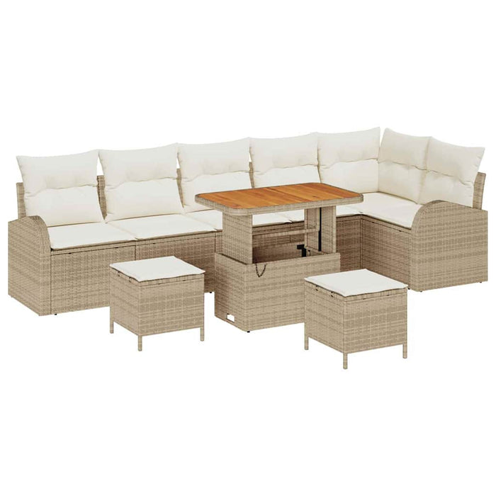 Set de canapele pentru grădină cu pernă 9 pcs Bej Rattan poli - WALTI WALTI