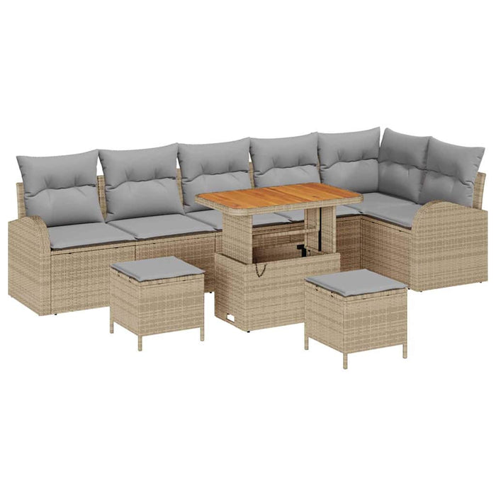 Set de canapele pentru grădină cu pernă 9 pcs Bej Rattan poli - WALTI WALTI