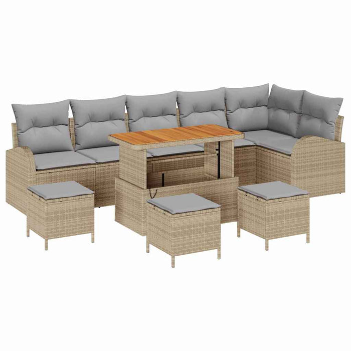 Set de canapele pentru grădină cu pernă 10 pcs Bej Rattan poli - WALTI WALTI