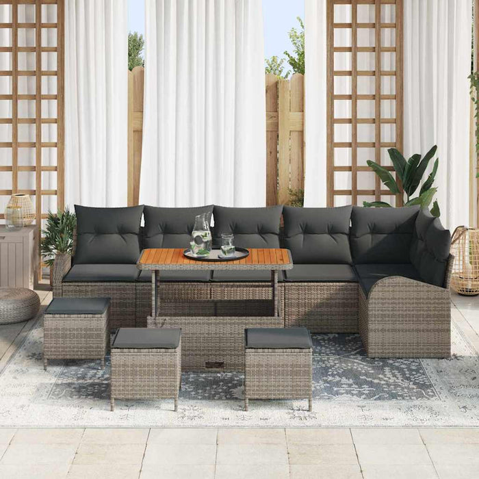 Set de canapele pentru grădină cu pernă 10 pcs Gri Rattan poli - WALTI WALTI