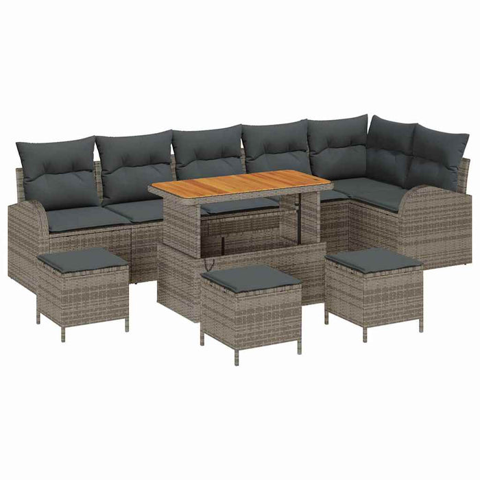 Set de canapele pentru grădină cu pernă 10 pcs Gri Rattan poli - WALTI WALTI
