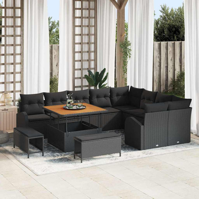 Set de canapele pentru grădină 12 pcs Negru Rattan poli - WALTI WALTI