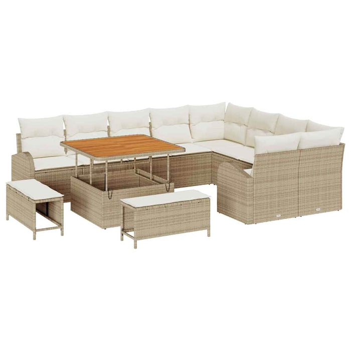 Set de canapele pentru grădină cu pernă 12 pcs Bej poliratan WALTI