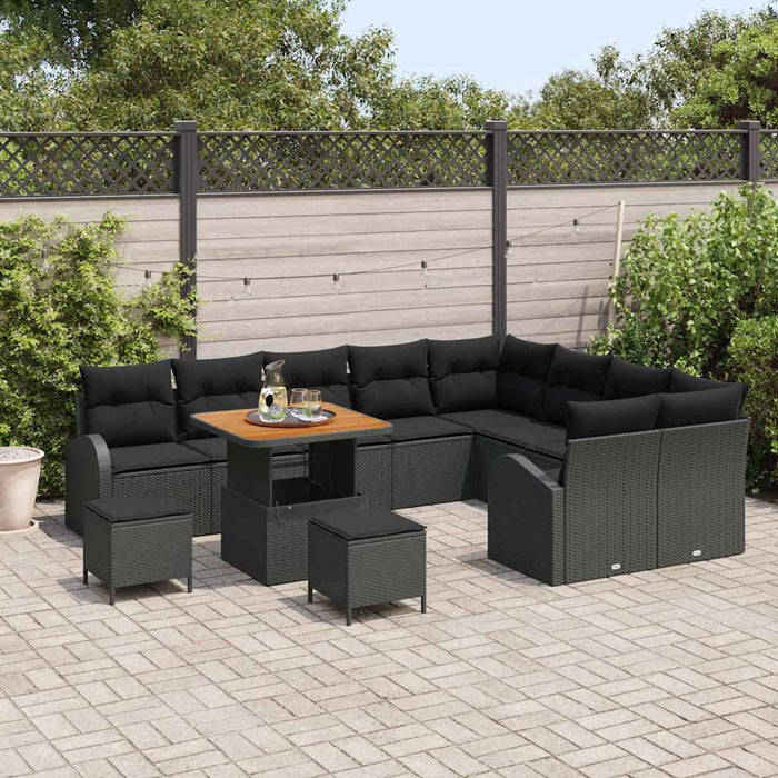 Set de canapele pentru grădină 12 pcs Negru Rattan poli - WALTI WALTI