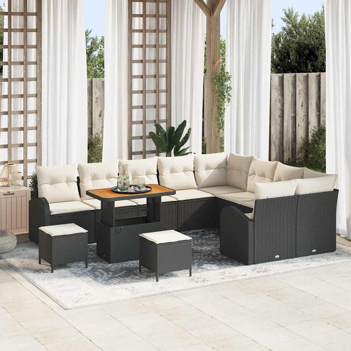 Set de canapele pentru grădină 12 pcs Negru Rattan poli - WALTI WALTI